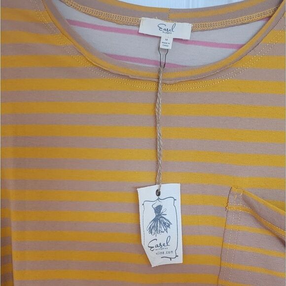 Easel NWTS Med Striped Long Sleeve Shirt with Pocket - Picture 3 of 4